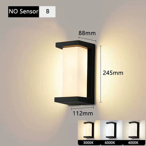 Led Outdoor Wall Light Waterproof IP65 Motion Sensor Led Outdoor Lighting Porch Lights Balcony Garden Lights Outdoor Wall Lamp